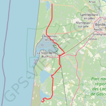 Lacanau à sainte Eulalie plage GPS track, route, trail