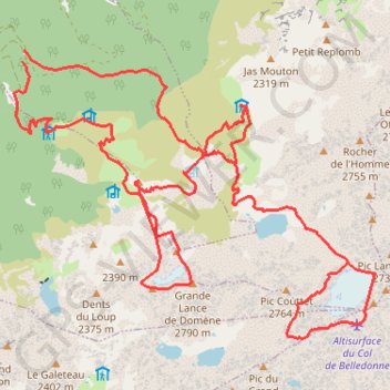 Grand Pic bivouac et Grandes Lances GPS track, route, trail