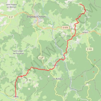 Tour du Morvan - De Les Brenêts à Onlay GPS track, route, trail