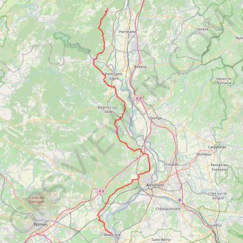 GR42 De Saint Montan (Ardèche) à Beaucaire (Gard) GPS track, route, trail