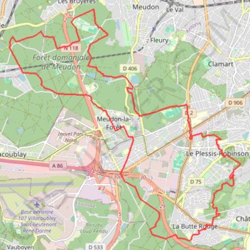 Sentier des deux Forêts - Meudon et Verrières GPS track, route, trail