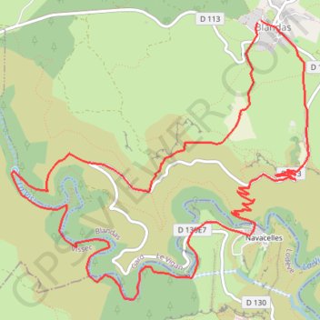 Blandas - Moulin de la Foux - Navacelles GPS track, route, trail