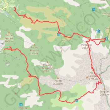 Pic du Canigou. GPS track, route, trail