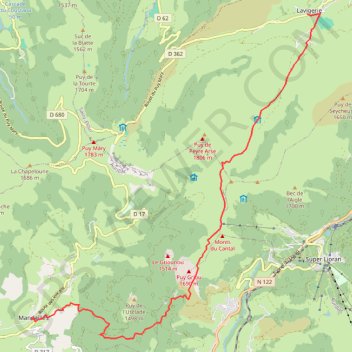 De Lavigerie à Mandailles GPS track, route, trail