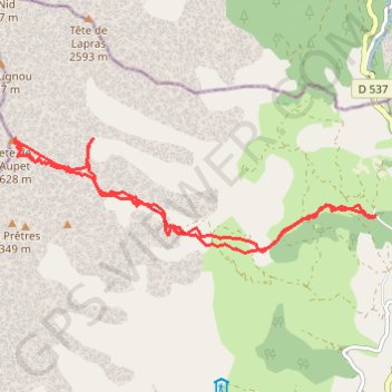 Tête de l'Aupet en AR depuis le Mas (Dévoluy) GPS track, route, trail
