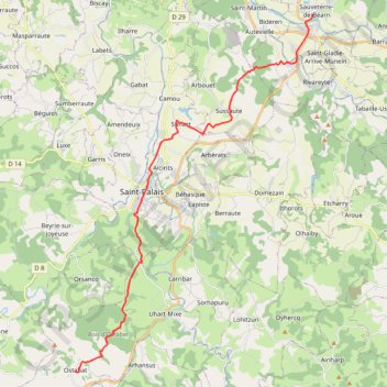 SAUVETERRE DE BEARN - OSTABAT GPS track, route, trail