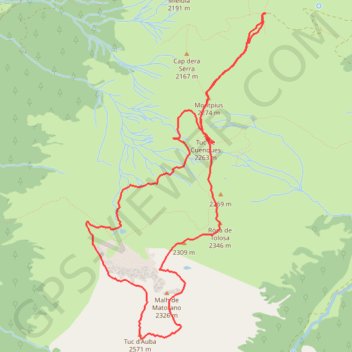 Montpius, Tuc Coma de Salies en circuit depuis Refugi Eth Santet GPS track, route, trail