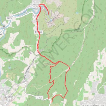 Lagnes Fontaine du Vauluse GPS track, route, trail