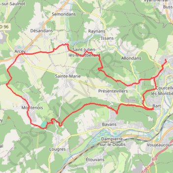 Bart, Montenois, Arcey, Saint Julien GPS track, route, trail