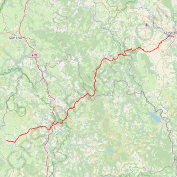 GR65 Via Podiensis Du Puy-en-Velay (Haute-Loire) à Nasbinals (Lozère) (2020) GPS track, route, trail