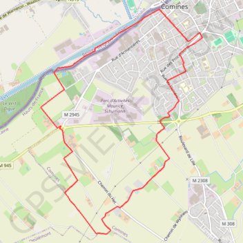 Le circuit des tilleuls (Comines) GPS track, route, trail