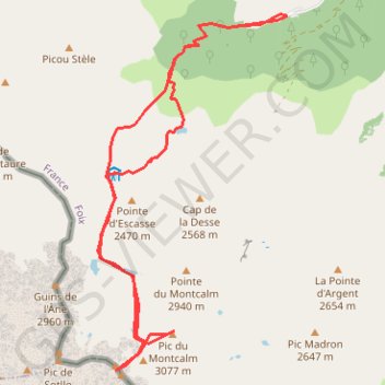 Pique d'Estats - Montcalm (Ariège) GPS track, route, trail