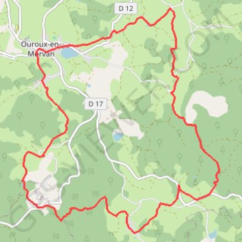Les moulins d'Ouroux GPS track, route, trail