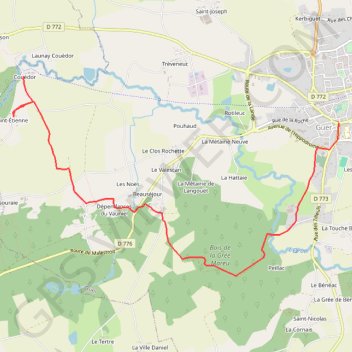 Boucle du Dran - Guer GPS track, route, trail
