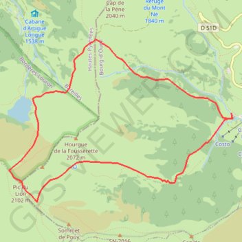 Boucle pic du lion GPS track, route, trail