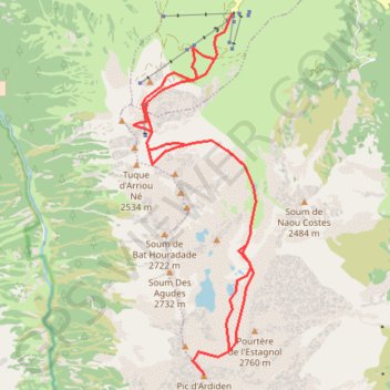 Pic d'Ardiden depuis Luz-Ardiden GPS track, route, trail