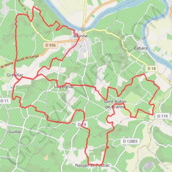 Grézillac - Naujean - Branne GPS track, route, trail