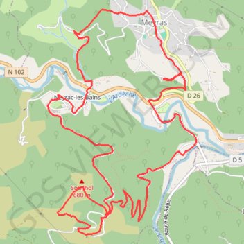 Meyras - Le Souilhol GPS track, route, trail