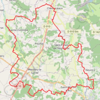 Montlieu - 47km GPS track, route, trail