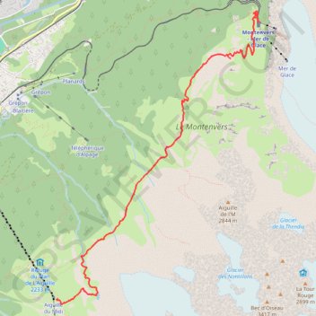 Plan de l'Aiguille - Montenvers GPS track, route, trail