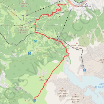 TMB-j1, des Houches au refuge de Miage GPS track, route, trail