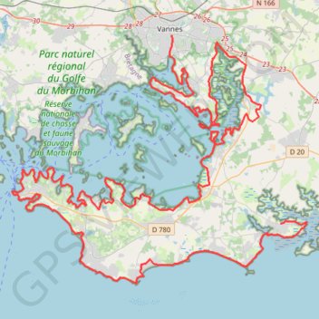 Golfe du Morbihan et presqu'île de Rhuys GPS track, route, trail