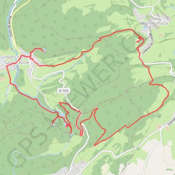 Belvédère de Montmahoux et source du Lison GPS track, route, trail