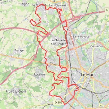 Université-La chapelle-La Milesse-Saint Saturnin GPS track, route, trail