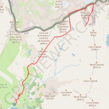 Gelas - Traversée par l'Arete Ouest - Arete Est GPS track, route, trail