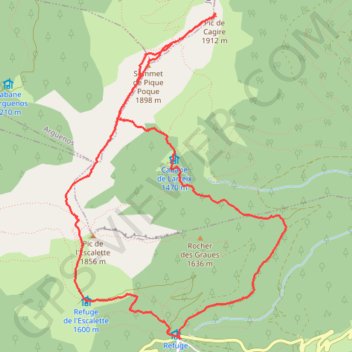 Pis de Cagire depuis le col de Menté GPS track, route, trail