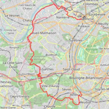 Entre deux Seines de La Défense à Meudon GPS track, route, trail