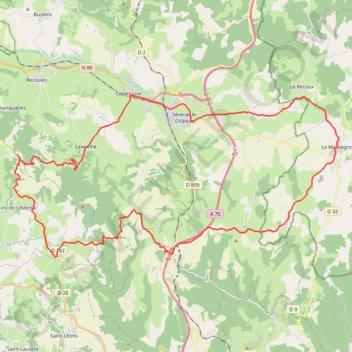 Sévérac-d'Aveyron (44min - Un tour à Sévérac d'Aveyron (57km) GPS track, route, trail