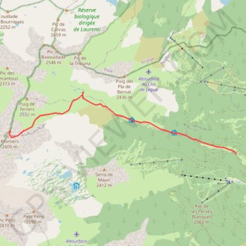 Pic de Mortiers par la vallée du Galbe GPS track, route, trail
