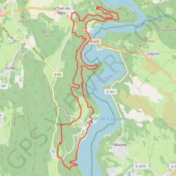 Parcours lac de vouglans court GPS track, route, trail