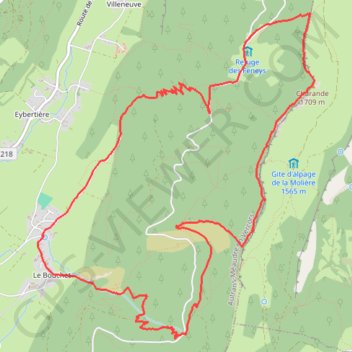 Traversée de Charande depuis Autrans (le Bouchet) GPS track, route, trail