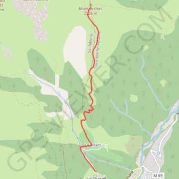 Mont Archas vers Le Chastel GPS track, route, trail