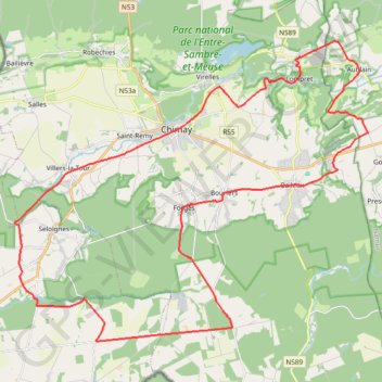 Tracé Chimay GPS track, route, trail