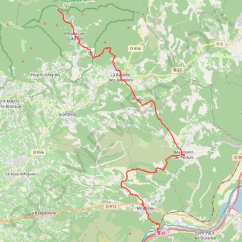 Chemin de la Sainte Baume. 15ème tronçon, de Vitrolles à pont Mirabeau GPS track, route, trail