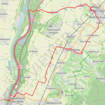 Chalampé - Heitersheim - Bad Krozingen - Rhin - Chalampé GPS track, route, trail