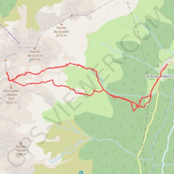 Ferrouillet pointe Centrale Sud depuis le Rivier d'Allemont (Belledonne) GPS track, route, trail