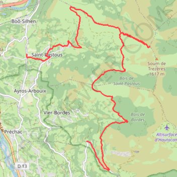 Saint Pastou - crêtes Prézères - Peyrelans Arrinqué GPS track, route, trail