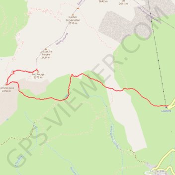 Le Roc Rouge depuis le Col de la Madeleine GPS track, route, trail