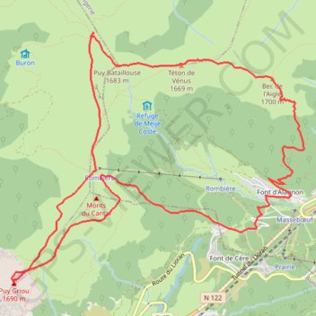 Le Puy Griou - Le Lorian GPS track, route, trail