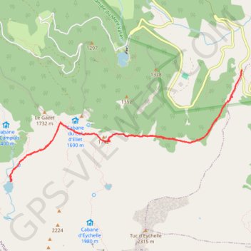 Etang d'Ayes depuis le col de la Core GPS track, route, trail