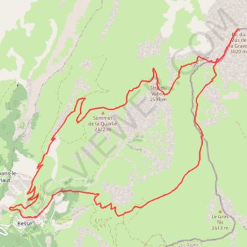 Pic du Mas de la Grave via la Quarlie, la Tête du Vallon GPS track, route, trail