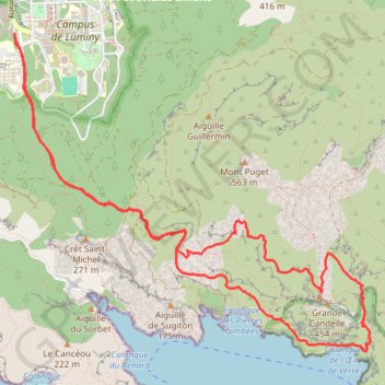 La petite et la Grande Candelle, le Val Vierge et la calanque de Saint Jean de Dieu GPS track, route, trail