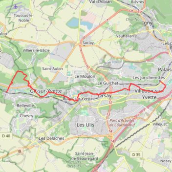 De Courcelles à Palaiseau-Villebon GPS track, route, trail