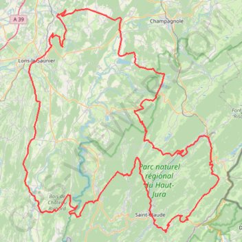 Tour du Jura à vélo sportif - Lons-le-Saunier GPS track, route, trail