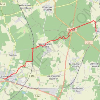 Mortcerf à Tournan-en-Brie GPS track, route, trail