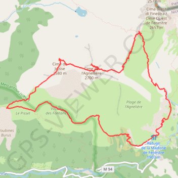 Madone de Fenestre - Cîme de l'Agnelière (Mercantour) GPS track, route, trail